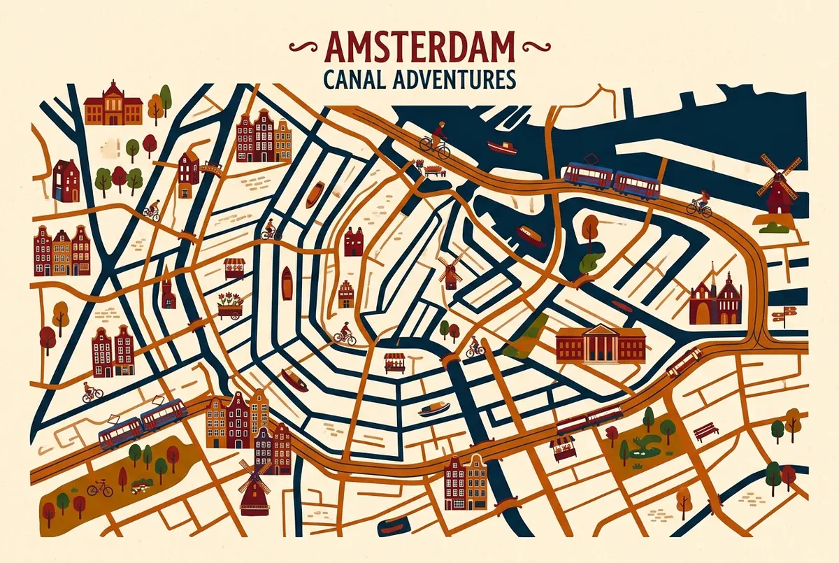 illustrated map of amsterdam highlights for Ist die Benagil-Höhle gesperrt? Aktueller Zugang & Status, benagil höhle gesperrt