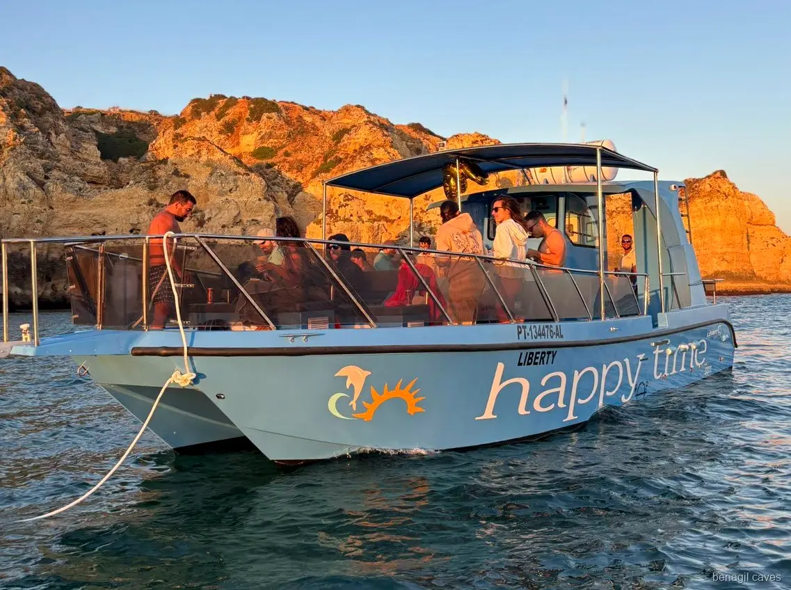 Algar de Benagil viewed from the catamaran on the Lagos boat tour